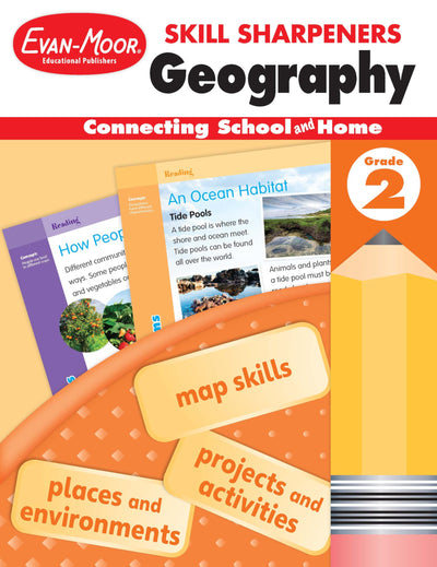 Evan-Moor Skill Sharpeners: Geography, Grade 2 Activity Book - Supplemental At-Home Resource Geography Skills Workbook