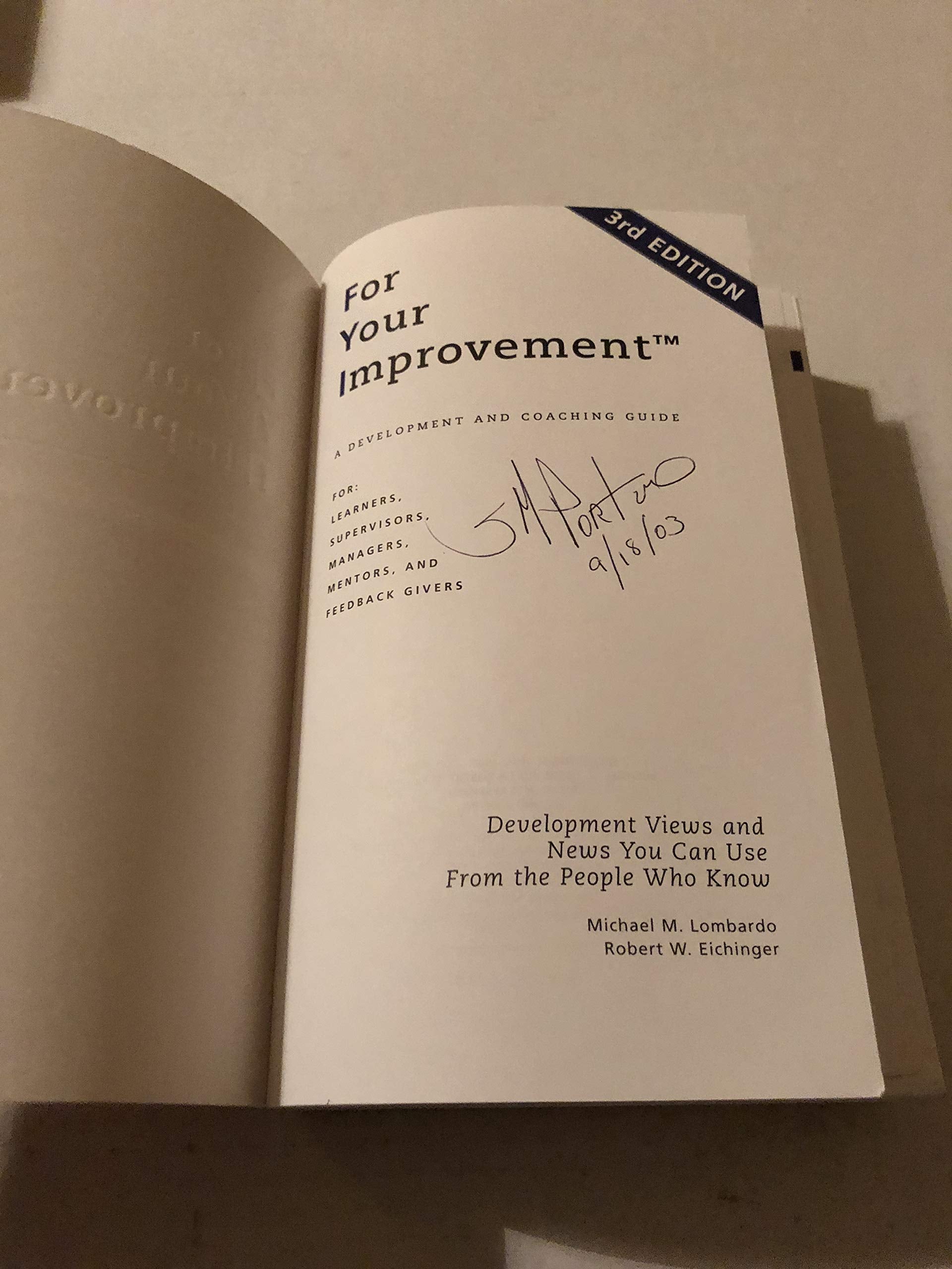 FYI: For Your Improvement, A Development and Coaching Guide (3rd Edition)