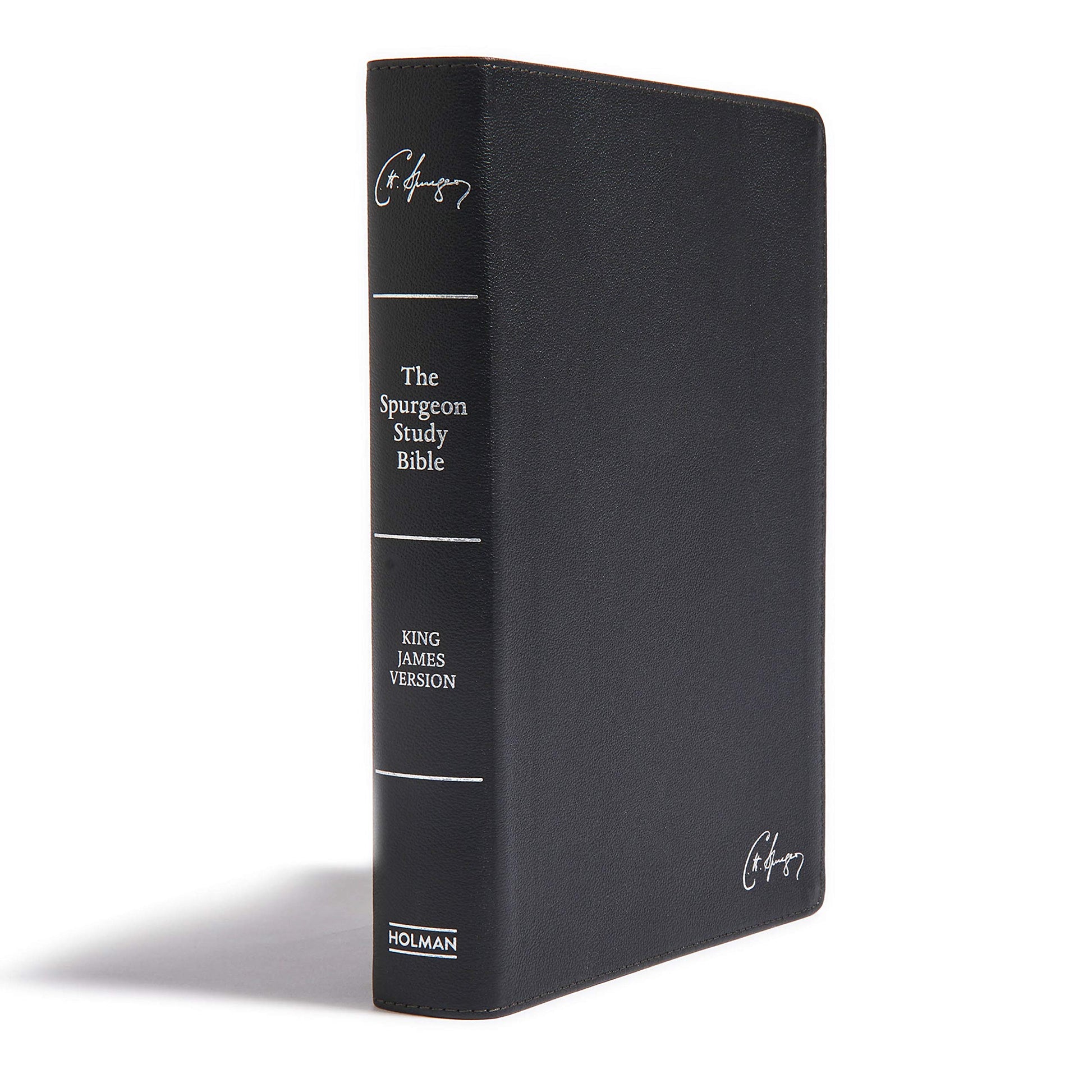 KJV Spurgeon Study Bible, Black Genuine Leather, KJV Holy Bible, Black Letter, Pure Cambridge Text, Study Notes and Commentary, Quotes, Sermons Outlines, Easy-to-Read Bible MCM Type
