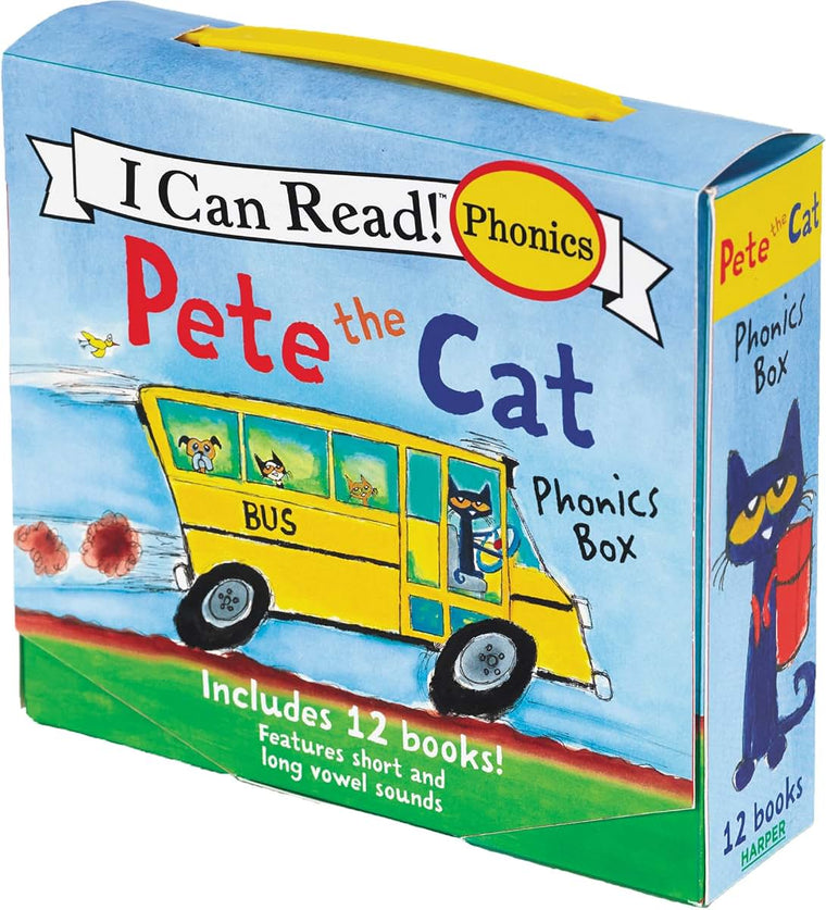 Pete the Cat 12-Book Phonics Fun!: A Box of 12 Mini-Books Featuring Short and Long Vowel Sounds - Expert-Reviewed Beginning Readers for Kids (Ages 3-6) (I Can Read Phonics Fun)