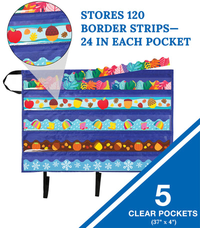 Carson Dellosa Teacher Bulletin Board Border Storage, Foldable Border Storage Pocket Chart-Organize Bulletin Board Borders and Wall Borders, Border Storage with Pockets (41" x 24.5")