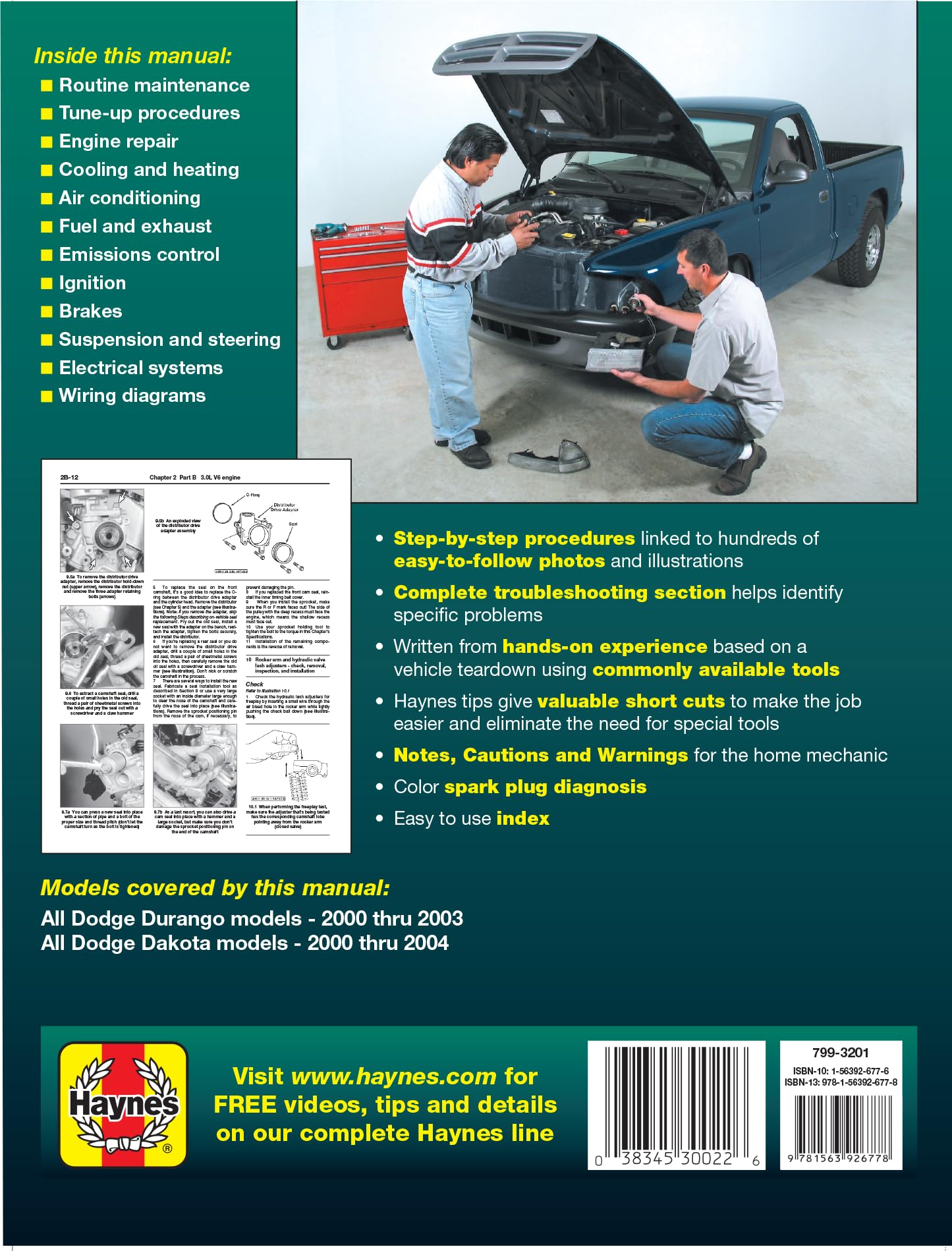 Dodge Durango 2000 thru 2003 & Dakota 2000 thru 2004 Pick-Ups Haynes Repair Manual