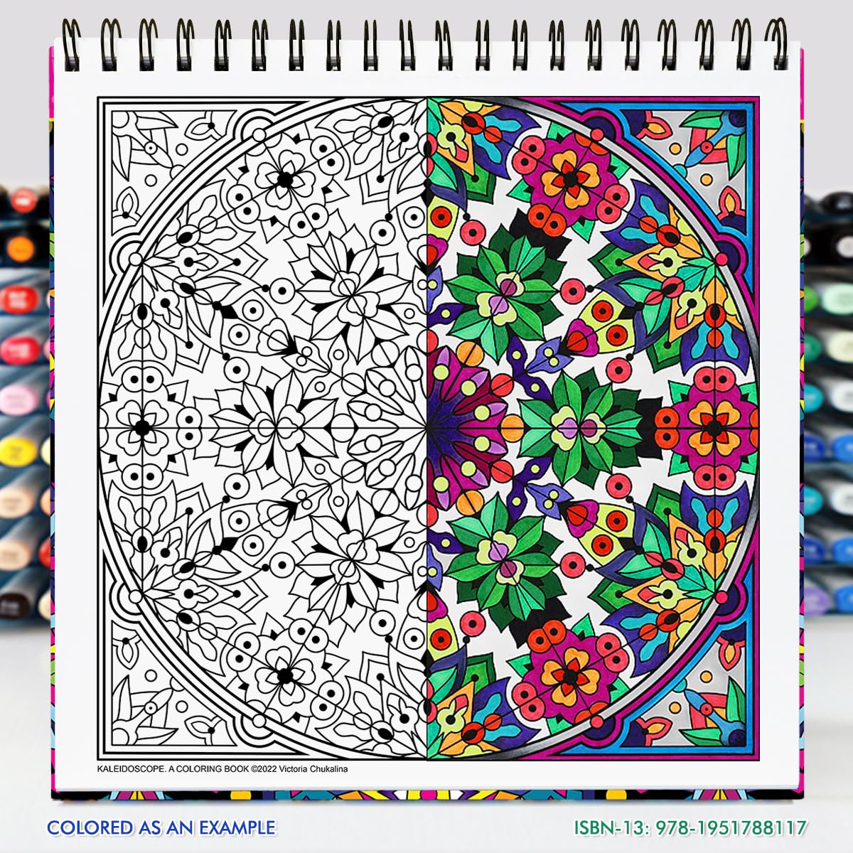 Kaleidoscope Coloring Book for Adults: 31 symmetrical designs and mandala like patterns on thick artist paper with a spiral binding in hardback