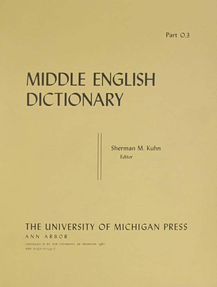Middle English Dictionary (Volume O.3)