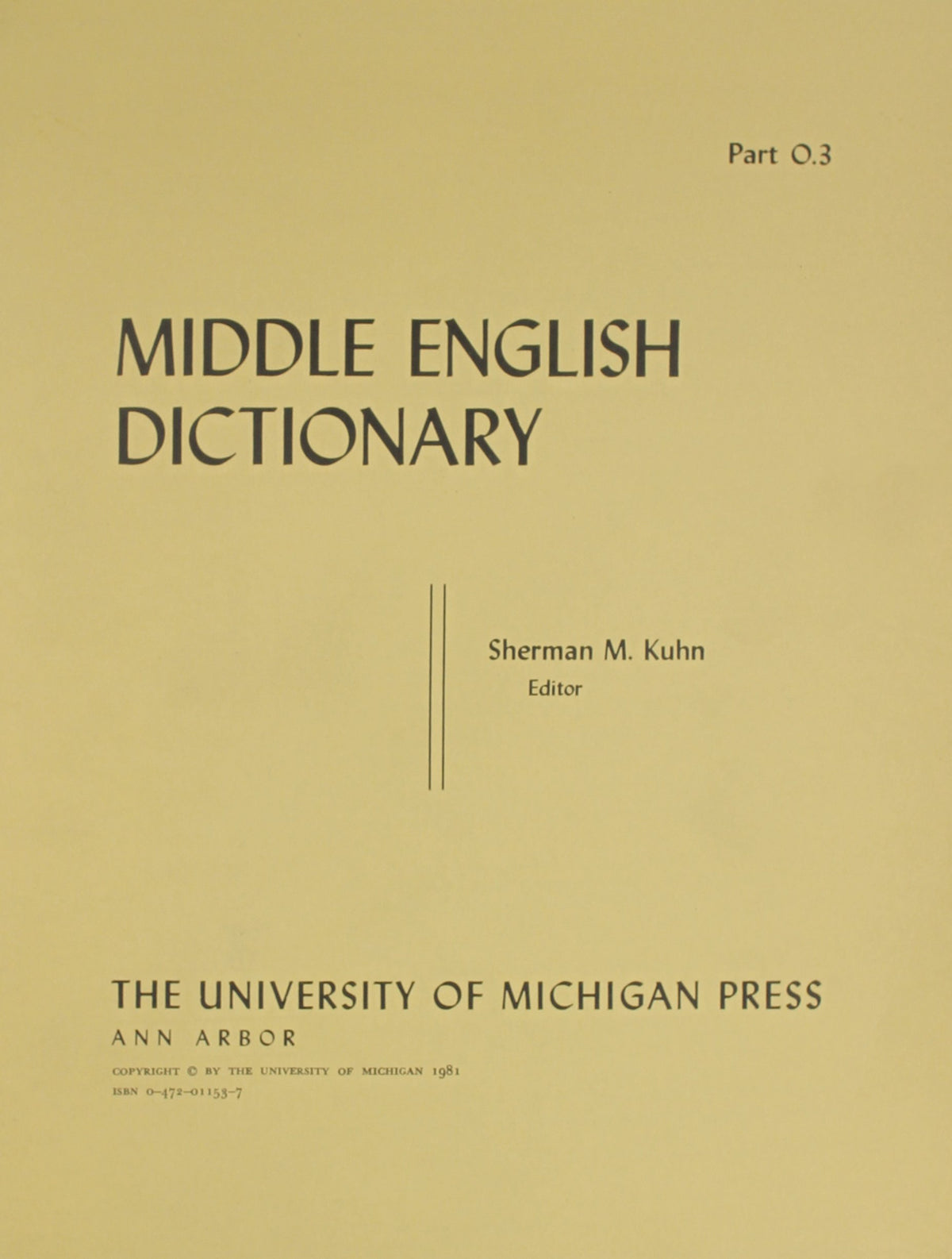 Middle English Dictionary (Volume O.3)