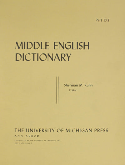 Middle English Dictionary (Volume O.3)