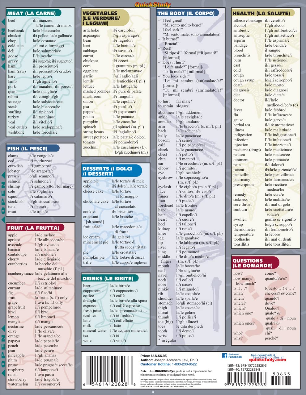 Italian Vocabulary QuickStudy Laminated Reference Guide (QuickStudy Academic)