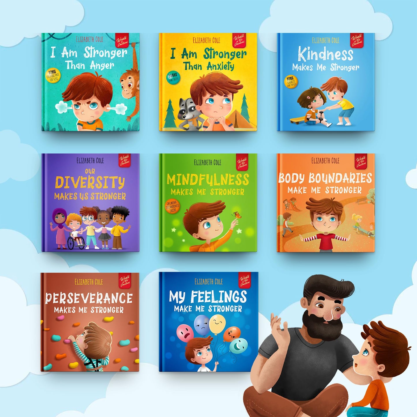 World of Kids' Emotions (Anger, Anxiety, Kindness, Diversity, Mindfulness, Body Safety, Perseverance, Feelings) - Box Set of 8 Books about Emotion Regulation, Social Emotional Intelligence, and more