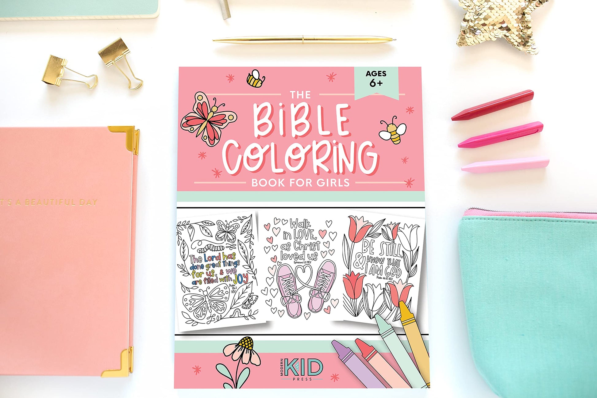 The Bible Coloring Book for Girls: Color 40 Cute Designs of Inspirational Verses & Christian Artwork