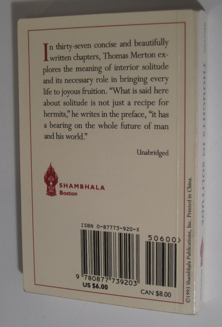 Thoughts in Solitude (Shambhala Pocket Classics) — back cover