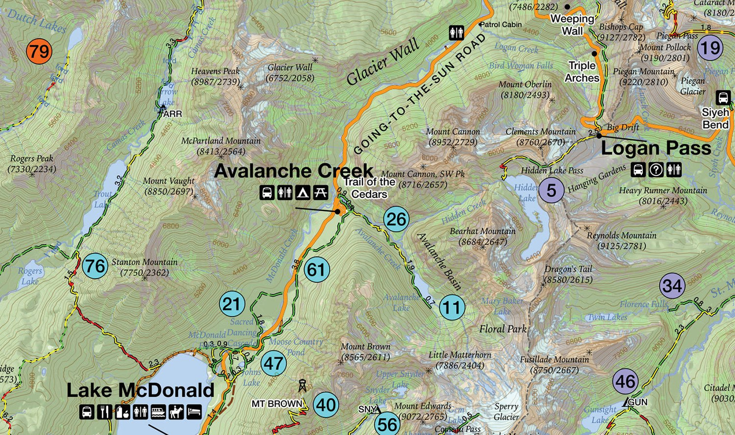 Day Hikes of Glacier National Park Map Guide