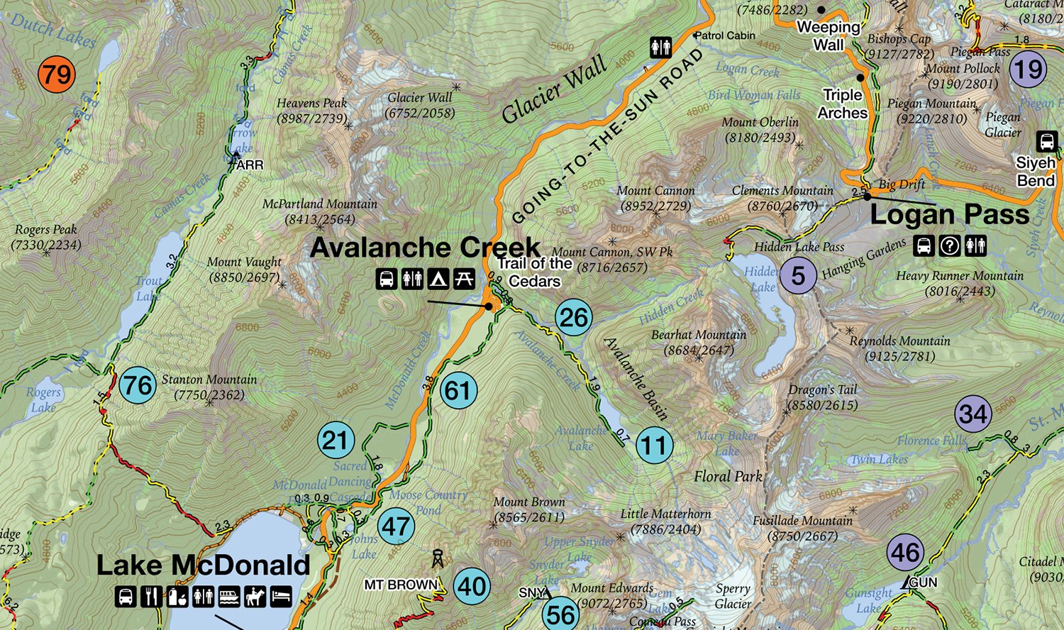 Day Hikes of Glacier National Park Map Guide