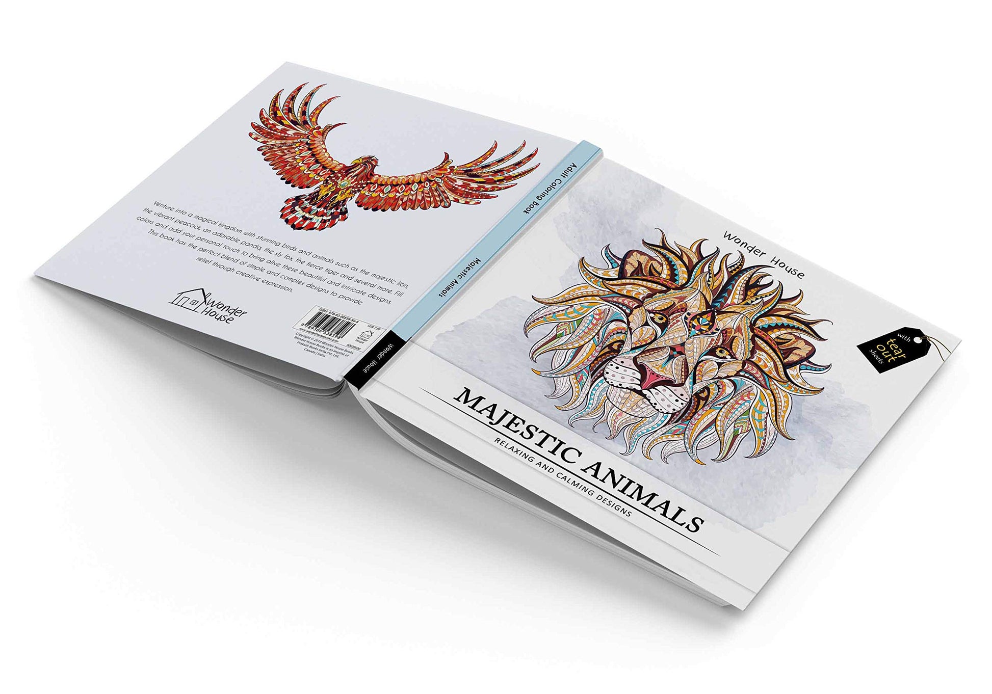 Majestic Animals: Colouring books for Adults with tear out sheets