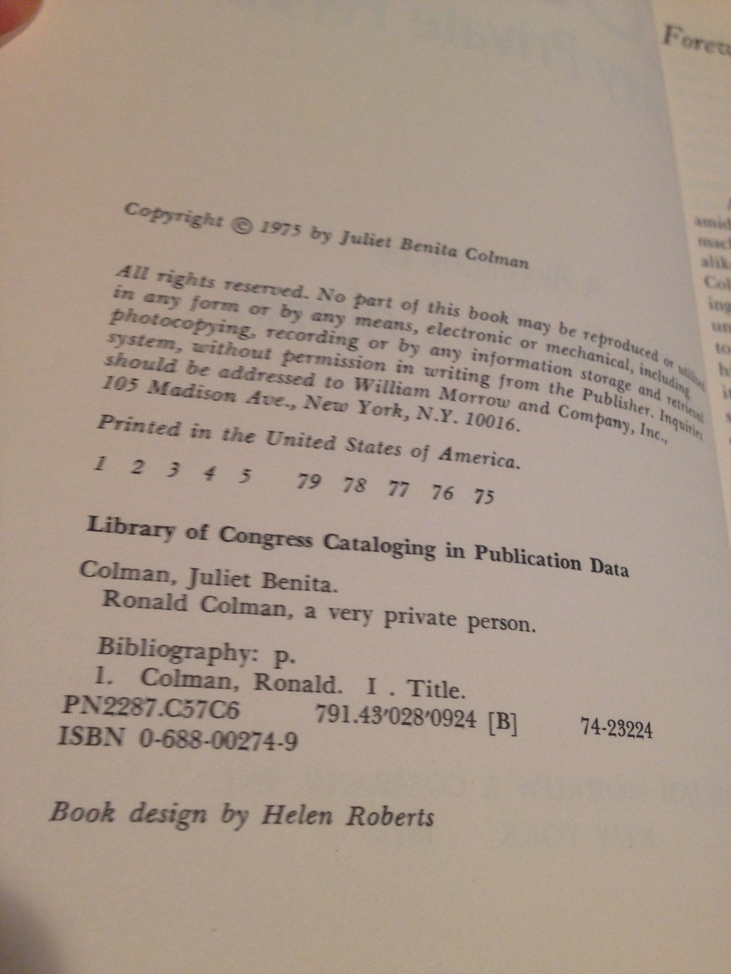 Ronald Colman, A Very Private Person by Colman, Juliet Benit