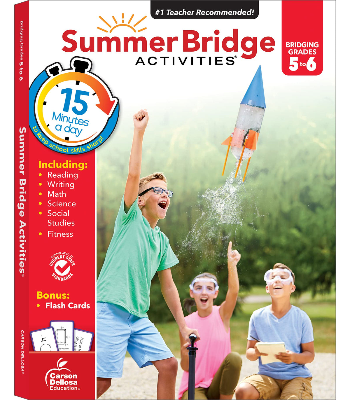 Summer Bridge Activities 5th to 6th Grade Workbooks All Subjects, Middle School Books With Math, Language Arts, Reading Comprehension, Science, Social Studies, Fitness, Flash Cards, and More (Volume 7)