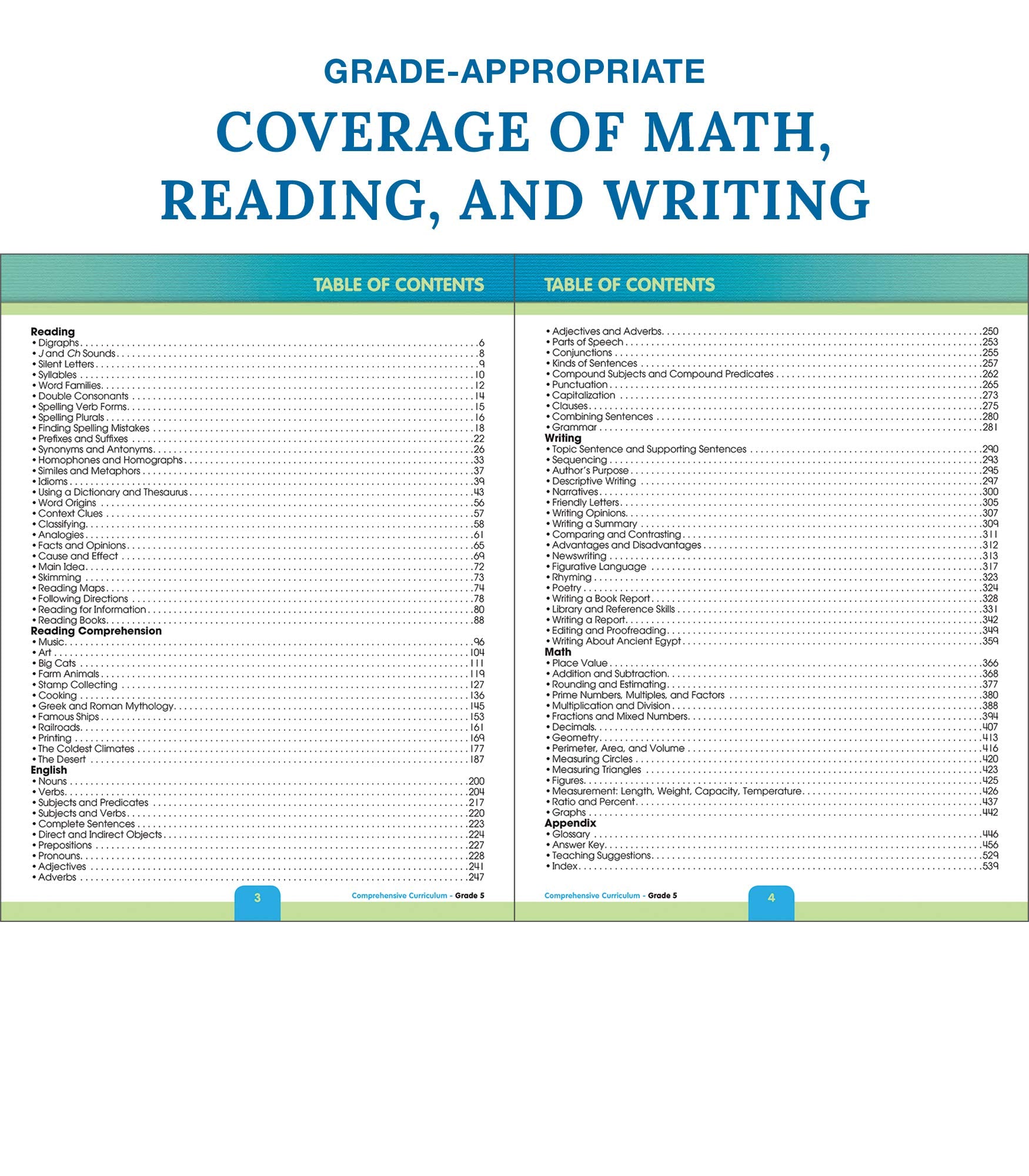 Carson Dellosa Comprehensive Curriculum of Basic Skills 5th Grade Workbooks All Subjects, Reading Comprehension, Language Arts, Grammar, Math, and Writing Practice, Classroom or Homeschool Curriculum
