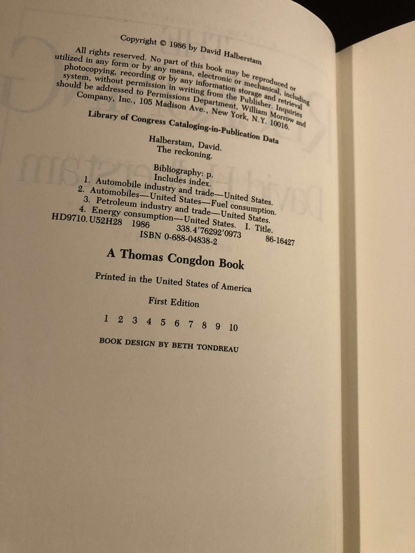 The Reckoning by Halberstam, David