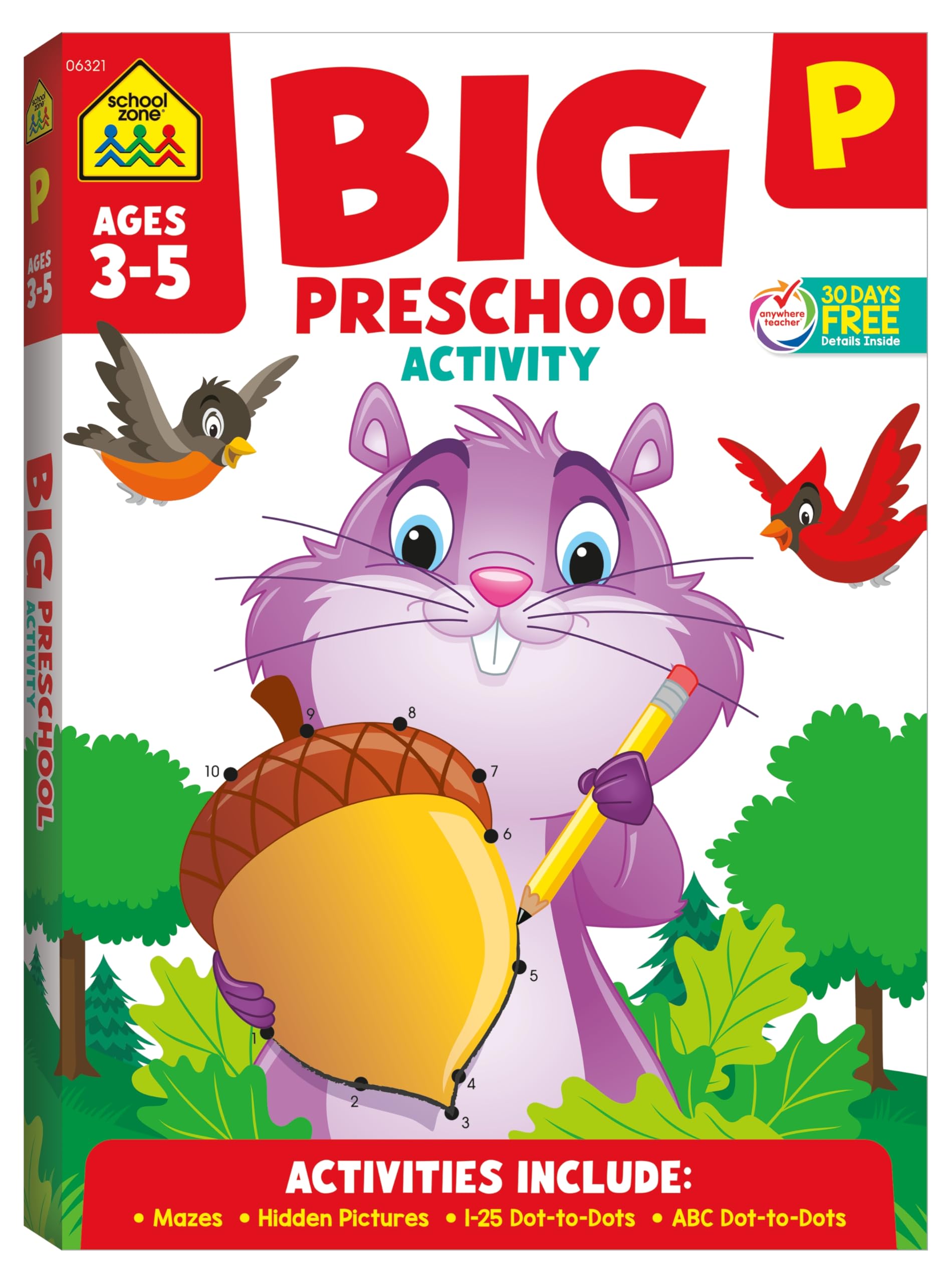 School Zone Big Preschool Activity Workbook: 320 Pages, 300+ Activities, Pre-K Workbook, Tracing, Letters, Numbers, Colors, Shapes, Ages 3-5
