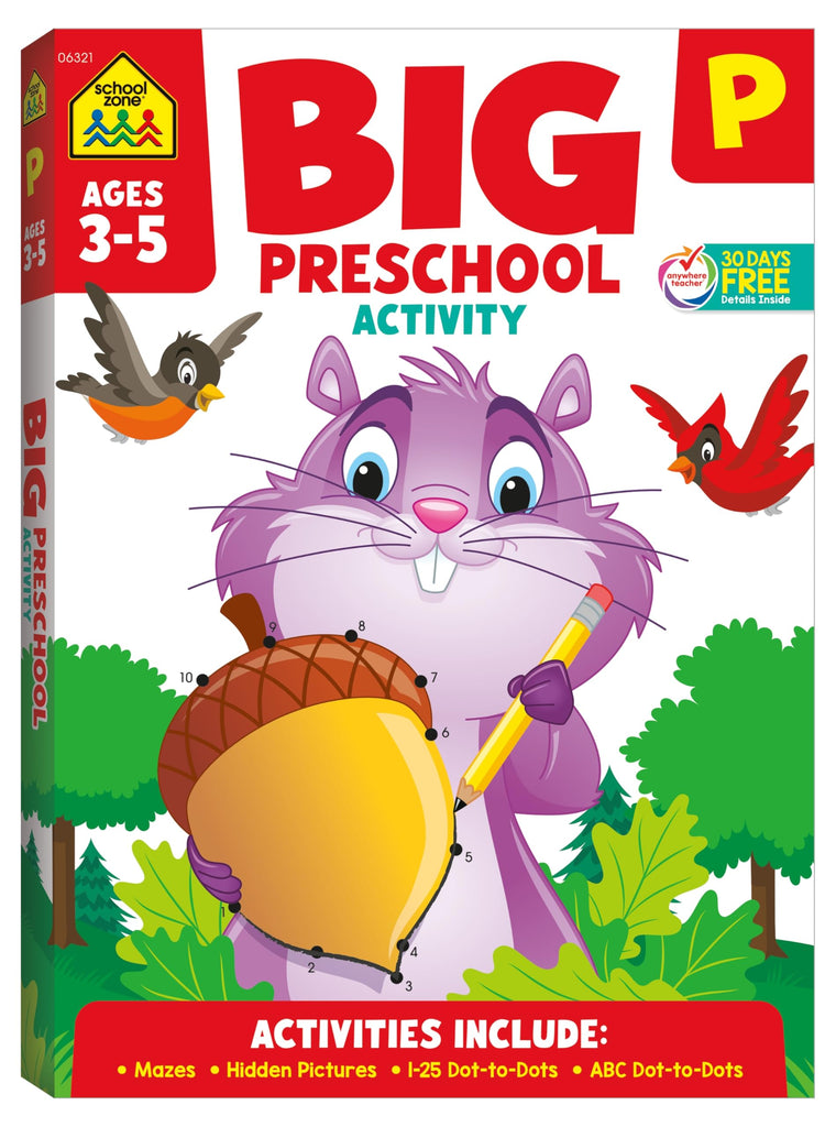 School Zone Big Preschool Activity Workbook: 320 Pages, 300+ Activities, Pre-K Workbook, Tracing, Letters, Numbers, Colors, Shapes, Ages 3-5