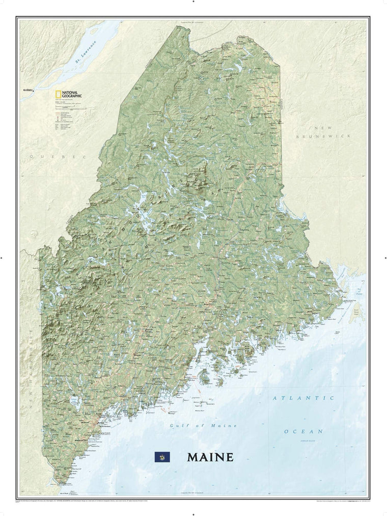 National Geographic Maine Wall Map (30.25 x 40.5 in) (National Geographic Reference Map)