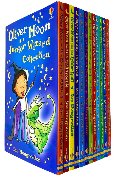 Oliver Moon Junior Wizard Series Collection 12 Books Set by Sue Mongredien (Monster Mystery, Spider Spell, Broomstick Battle, Christmas Cracker, Dragon Disaster & MORE!)