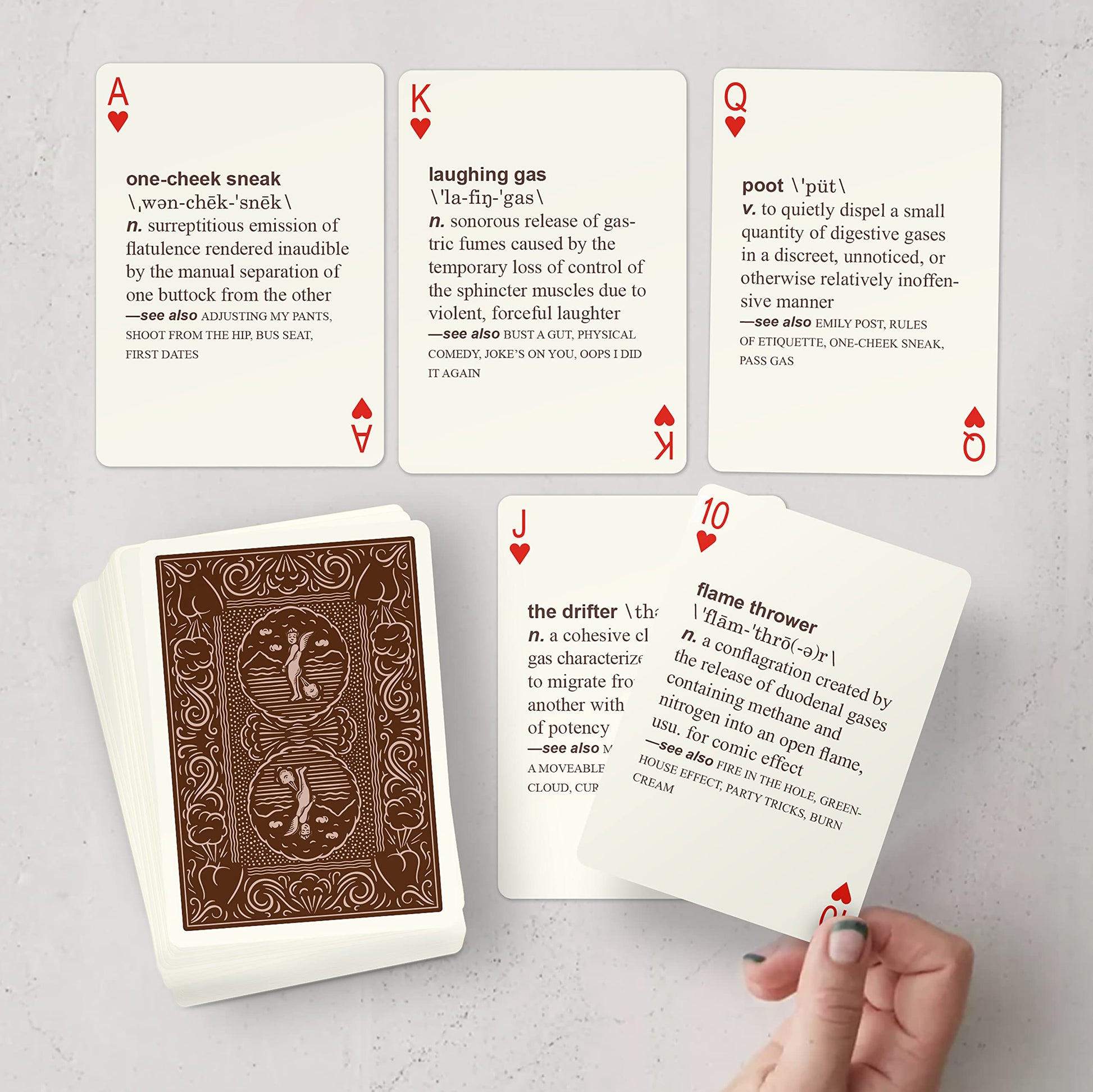Knock Knock 52 Farts Playing Cards Deck, Adult-Humor Playing Cards Deck (AKA Not Kiddo Friendly!)