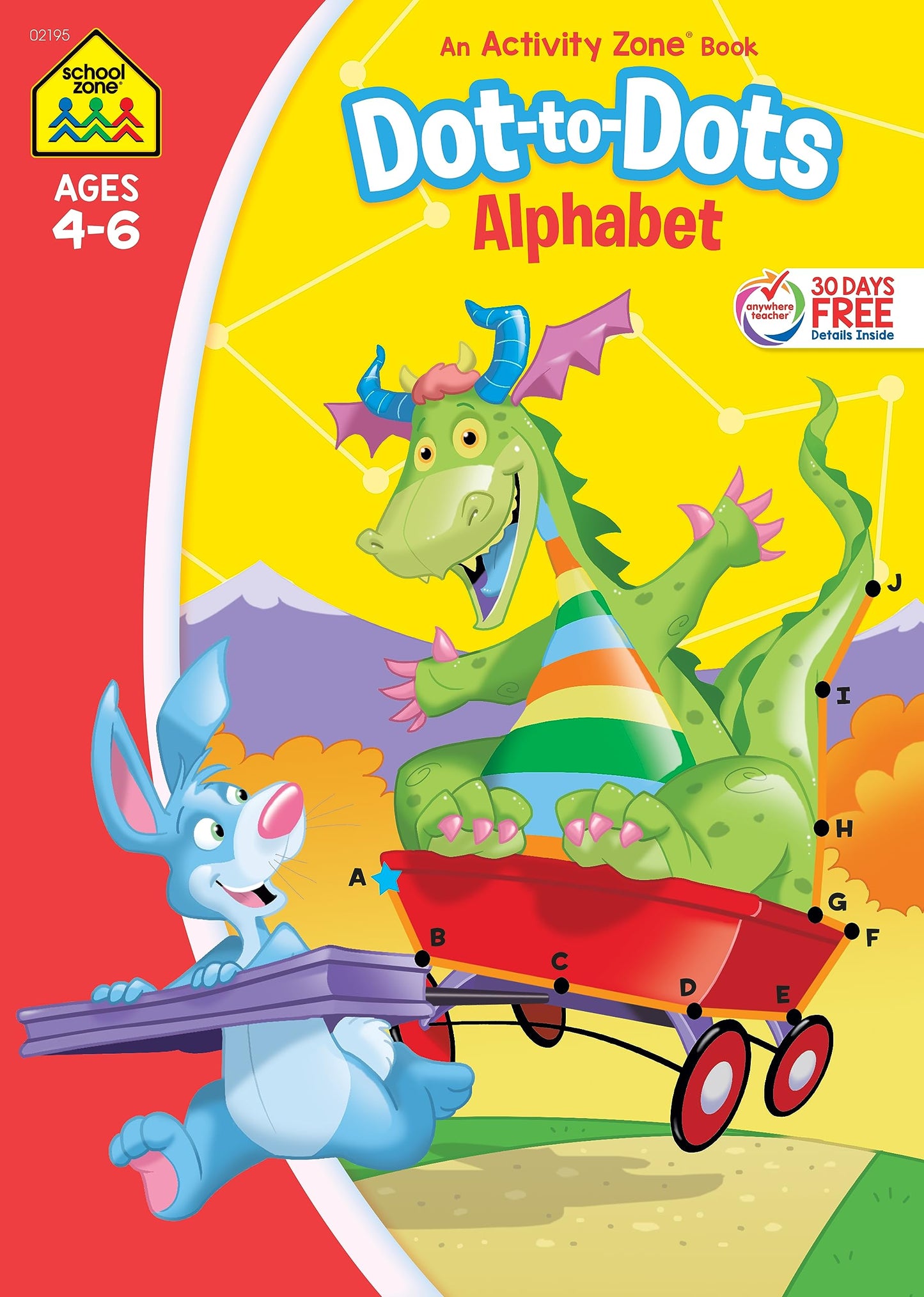 School Zone - Dot-to-Dots Alphabet Workbook - 32 Pages, Ages 4 to 6, Preschool, Kindergarten, Connect the Dots, Letter Puzzles, ABCs, and More (School Zone Activity Zone Workbook Series)