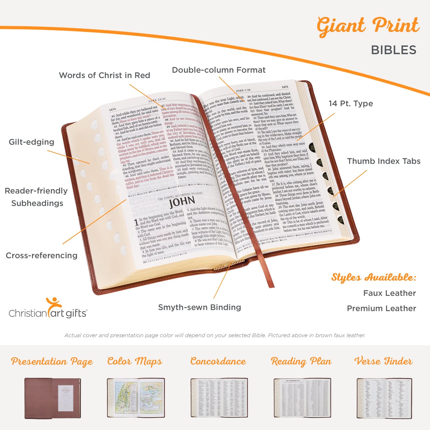KJV Holy Bible, Giant Print Full-size Faux Leather Red Letter