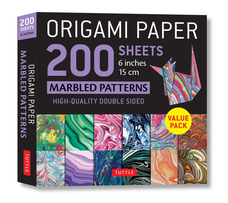 Origami Paper 200 sheets Marbled Patterns 6" (15 cm): Tuttle Origami Paper: Double Sided Origami Sheets Printed with 12 Different Patterns (Instructions for 6 Projects Included)
