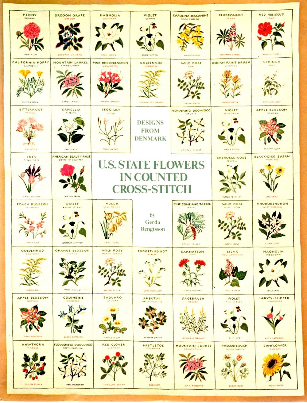 U. S. State Flowers in Counted Cross Stitch