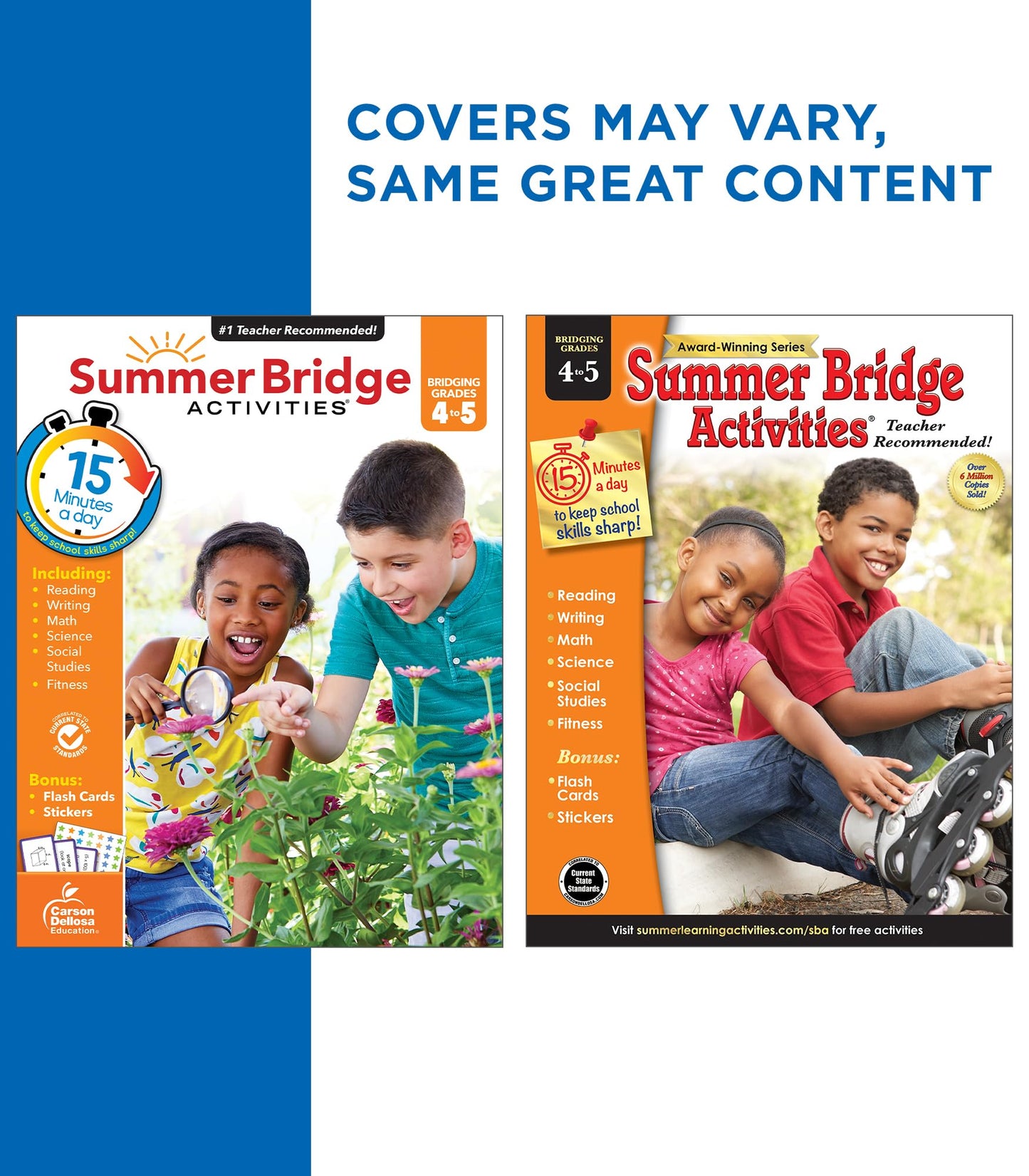 Summer Bridge Activities 4th to 5th Grade Workbooks All Subjects, Math, Language Arts, Reading Comprehension, Science, Social Studies, Writing, Fitness, Flash Cards, Stickers and More (Volume 6)