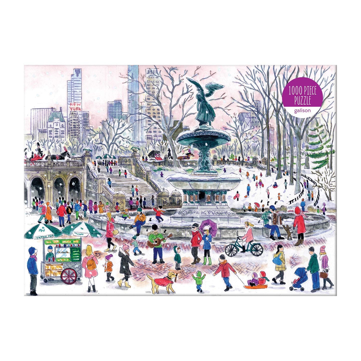 Galison Michael Storrings Bethesda Fountain Jigsaw Puzzle,27 x 20''Illustrated Art Puzzle with Scene from a Central Park Landmark Challenging Family Friendly Fun Indoor Activity,Multicolor