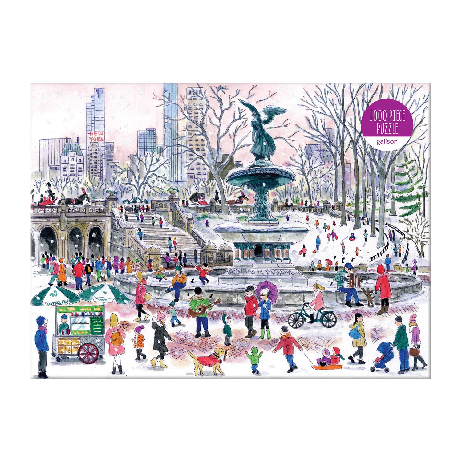 Galison Michael Storrings Bethesda Fountain Jigsaw Puzzle,27 x 20''Illustrated Art Puzzle with Scene from a Central Park Landmark Challenging Family Friendly Fun Indoor Activity,Multicolor
