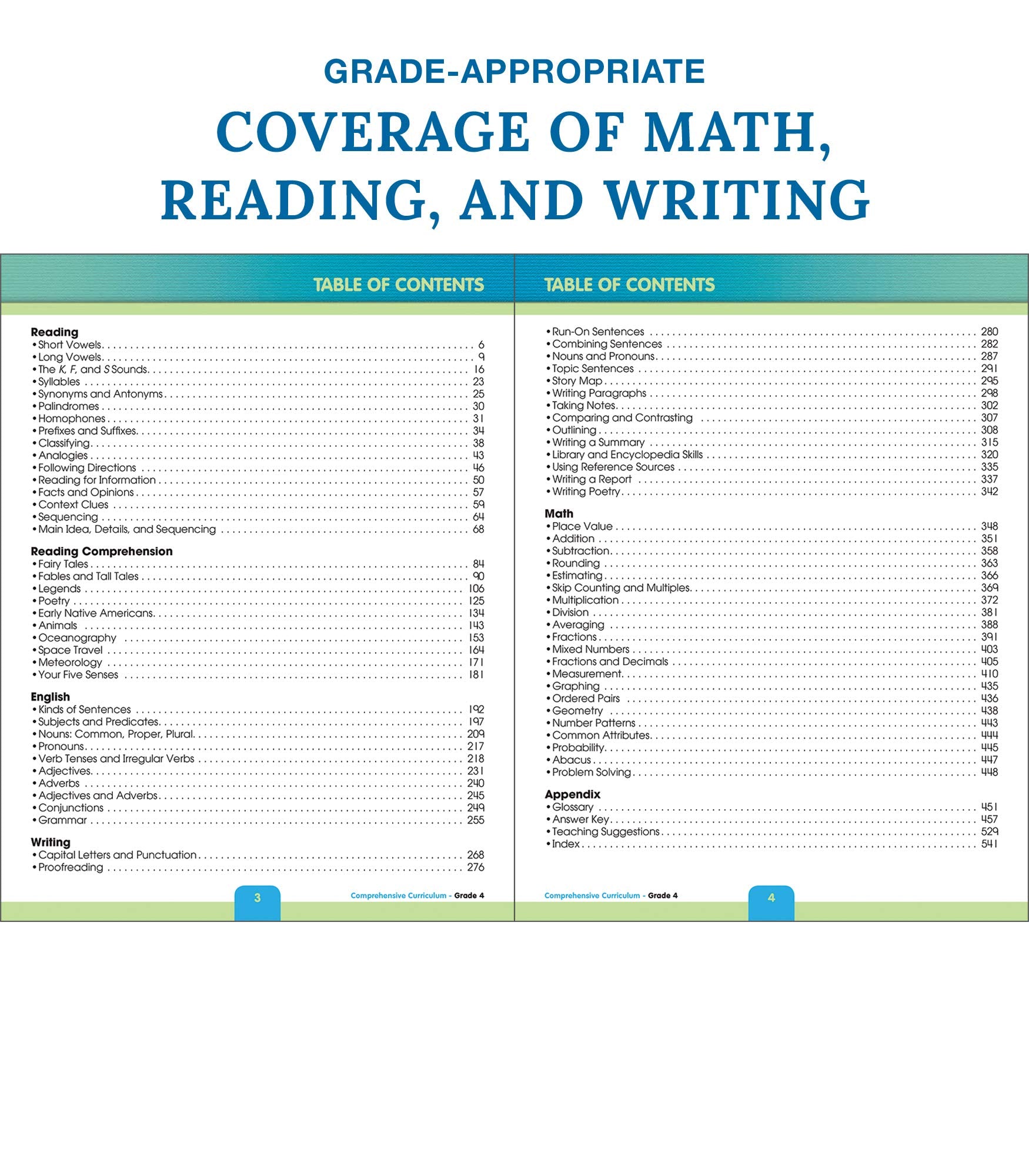 Carson Dellosa Comprehensive Curriculum of Basic Skills 4th Grade Workbook, Reading Comprehension, Language Arts, Spelling, Grammar, Math, and Writing Practice, Classroom or Homeschool Curriculum