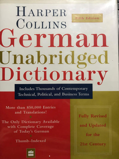 Collins German Unabridged Dictionary 5th Edition