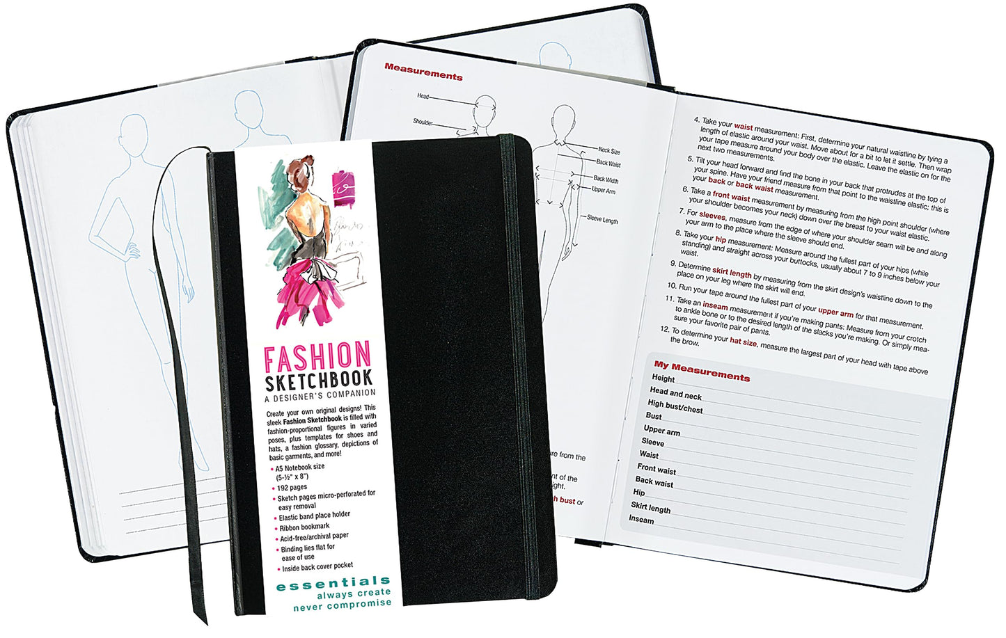 Essentials Fashion Sketchbook (366 Figure Templates) by Miakarts Books