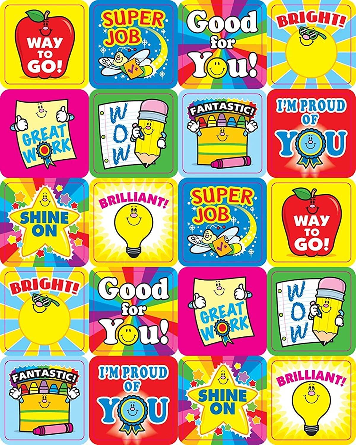 Carson Dellosa Winning Words Motivational Sticker Sheet Set, 216 Stickers - 24 Sheets of 9 Stickers for Homework, Tests, Assignments, and Rewards, Great Motivational Aid for Classroom or Homeschool