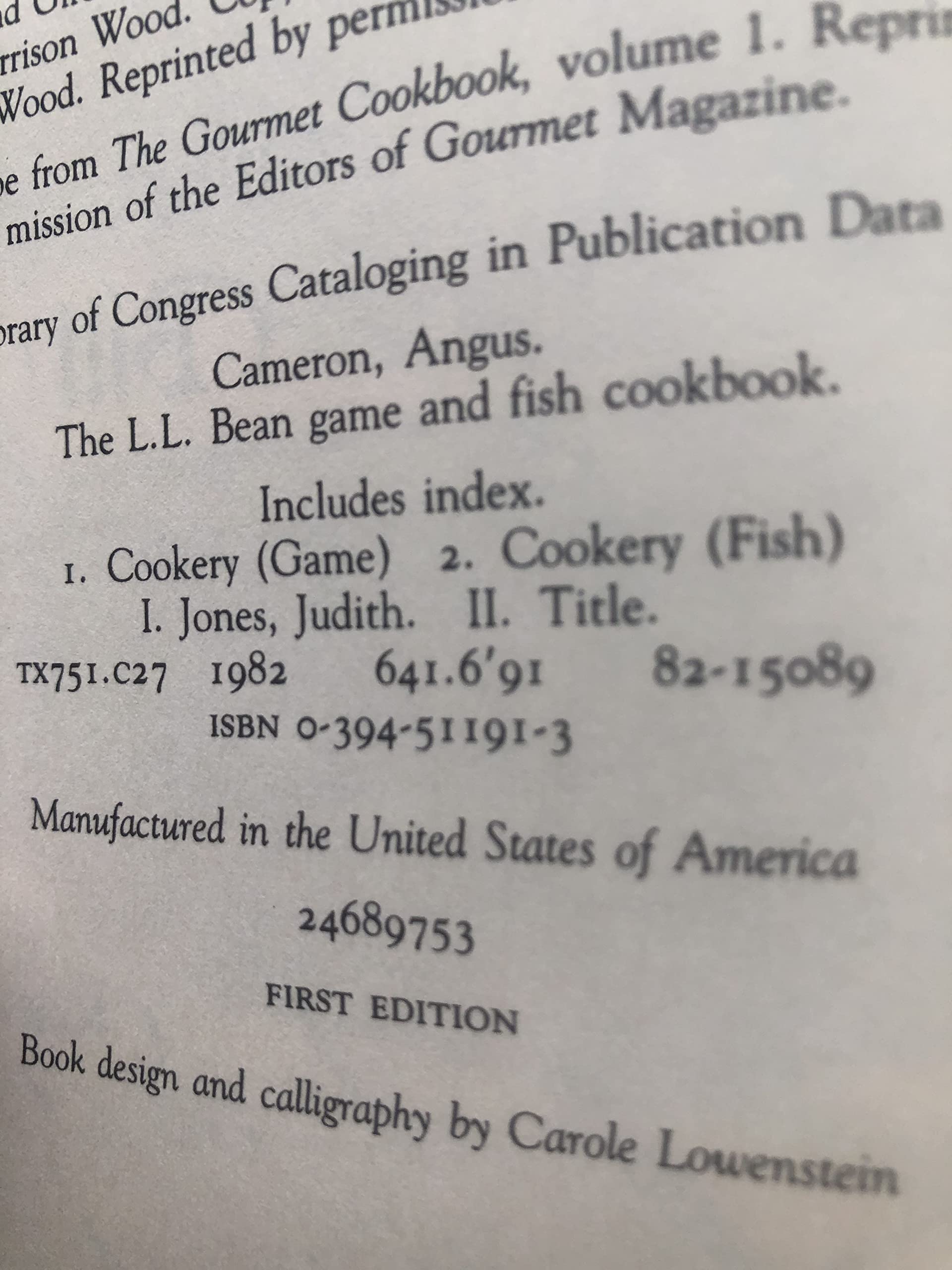 The L.L. Bean Game and Fish Cookbook