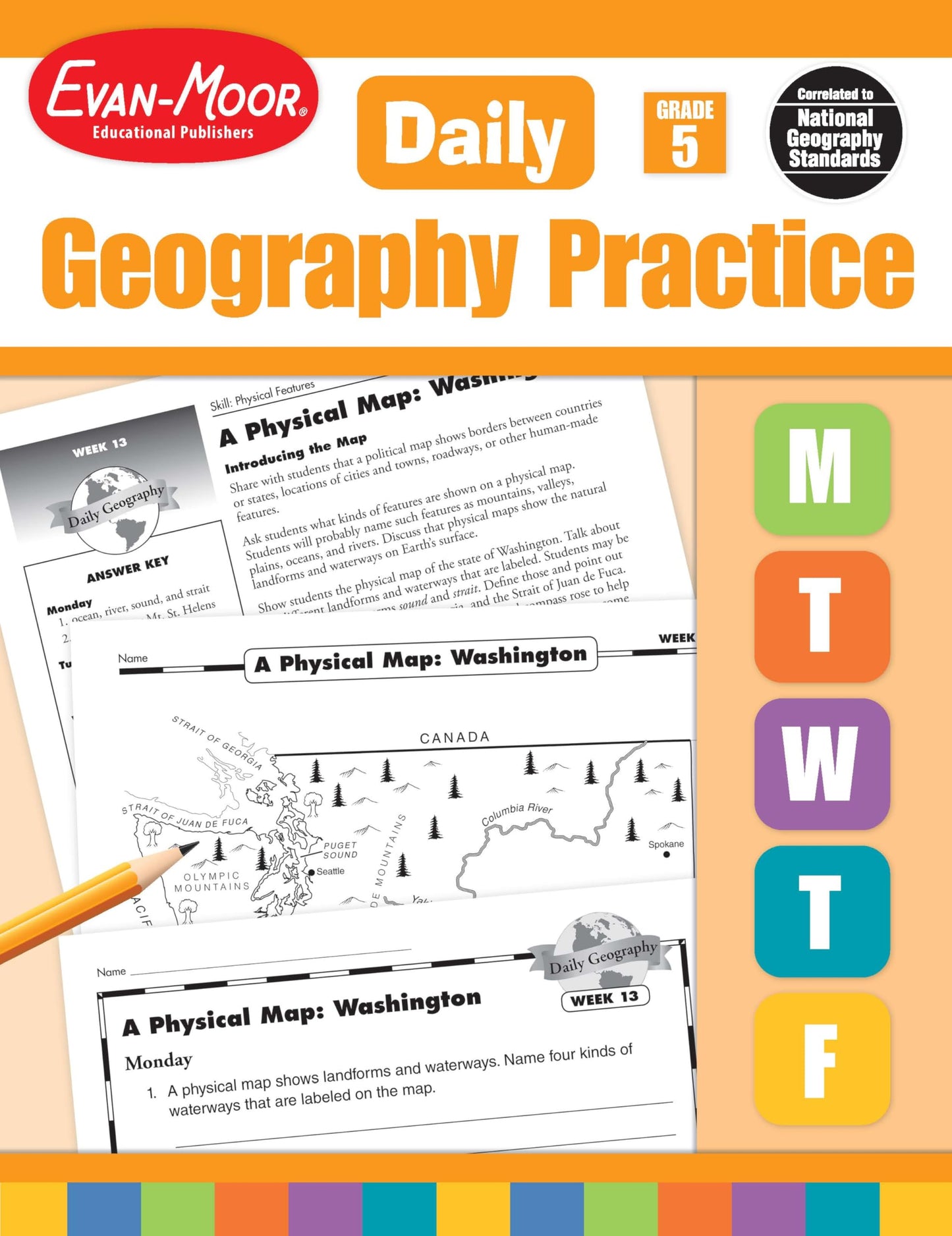 Evan-Moor Daily Geography Practice, Grade 5, Homeschooling and Classroom Resource Workbook, Reproducible Worksheets, Teaching Edition, USA, World, Continents, Oceans, Countries