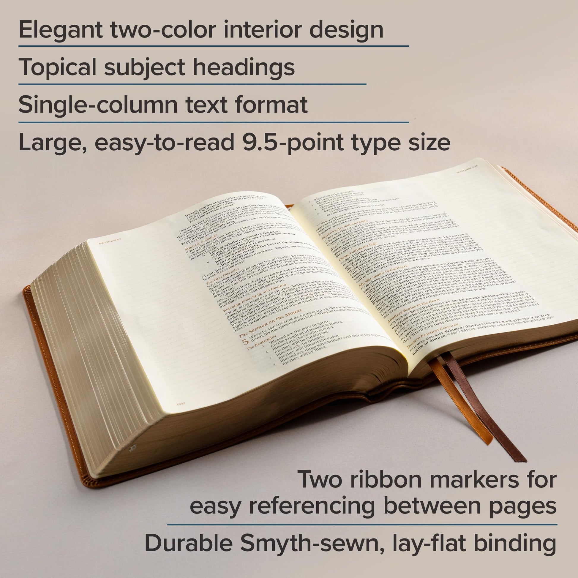 CSB Notetaking Bible, Large Print Edition, Camel LeatherTouch, Black Letter, Wide Margins, Journaling Space, Single-Column, Reading Plan, Easy-to-Read Bible Serif Type