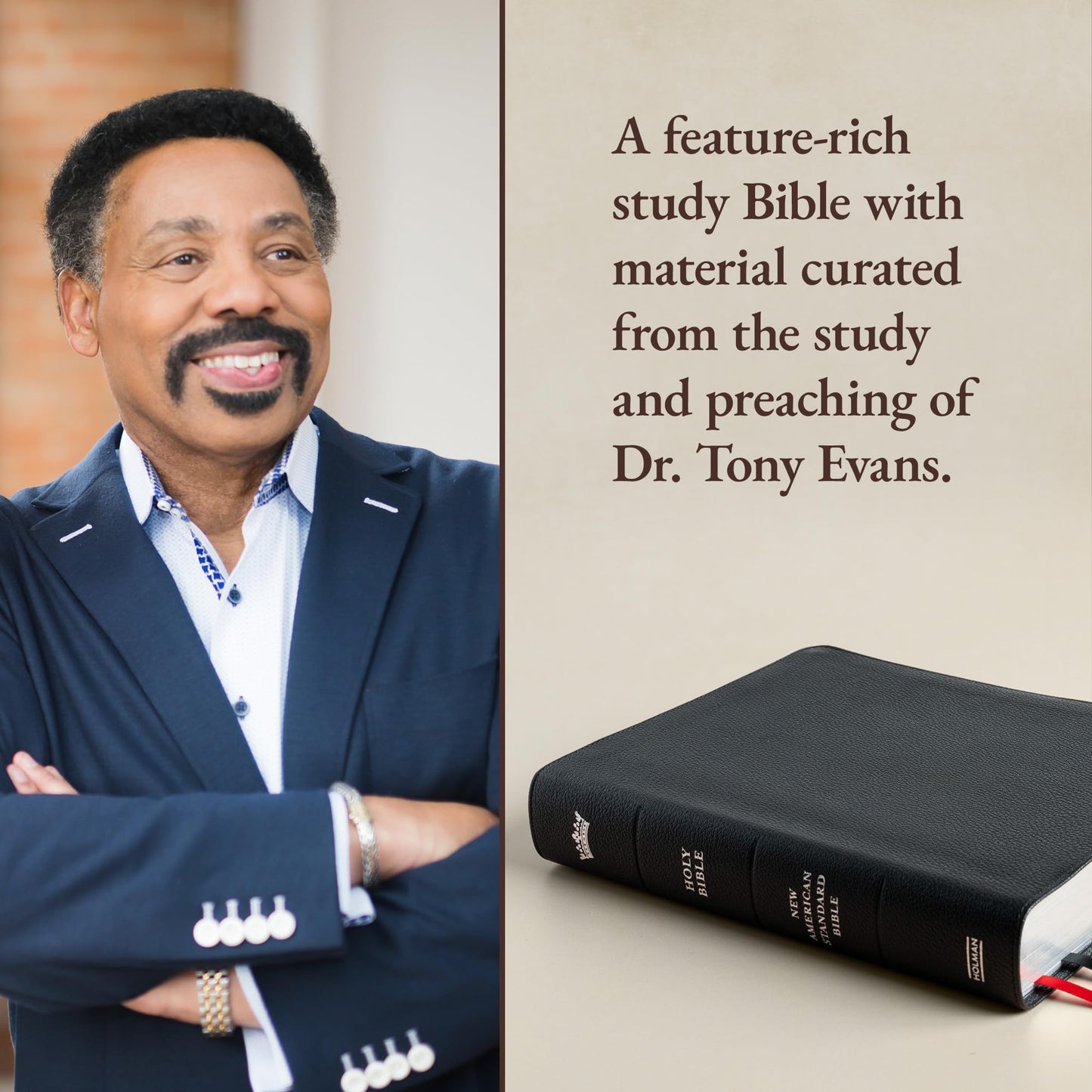 NASB Tony Evans Study Bible, Black Genuine Leather, Indexed, Black Letter, Study Notes and Commentary, Articles, Videos, Charts, Easy-to-Read Bible Karmnina Type