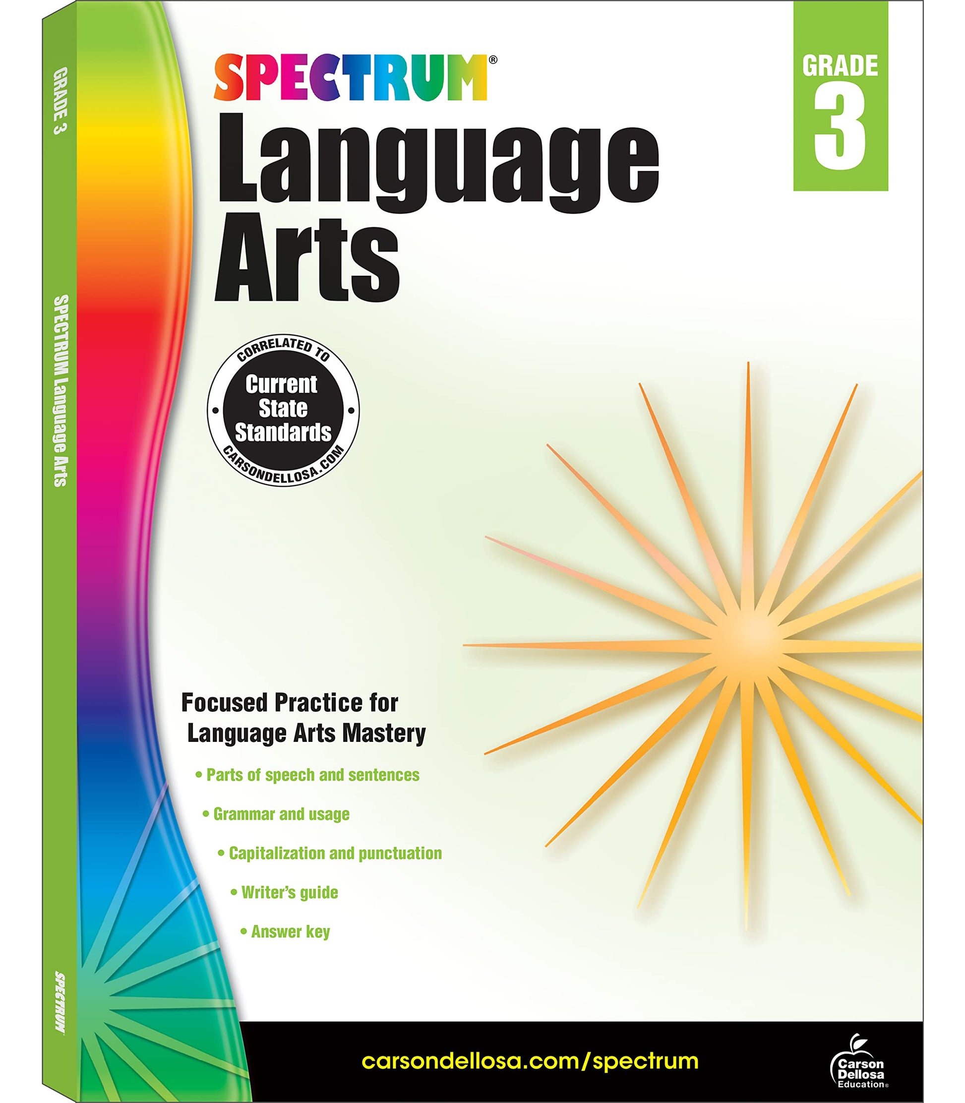 Spectrum Language Arts Grade 3, Grammar Workbook, Writing Practice, Punctuation Activity Book, Parts of Speech Books for Kids, 3rd Grade Workbooks for Classroom or Homeschool Curriculum (Volume 13)