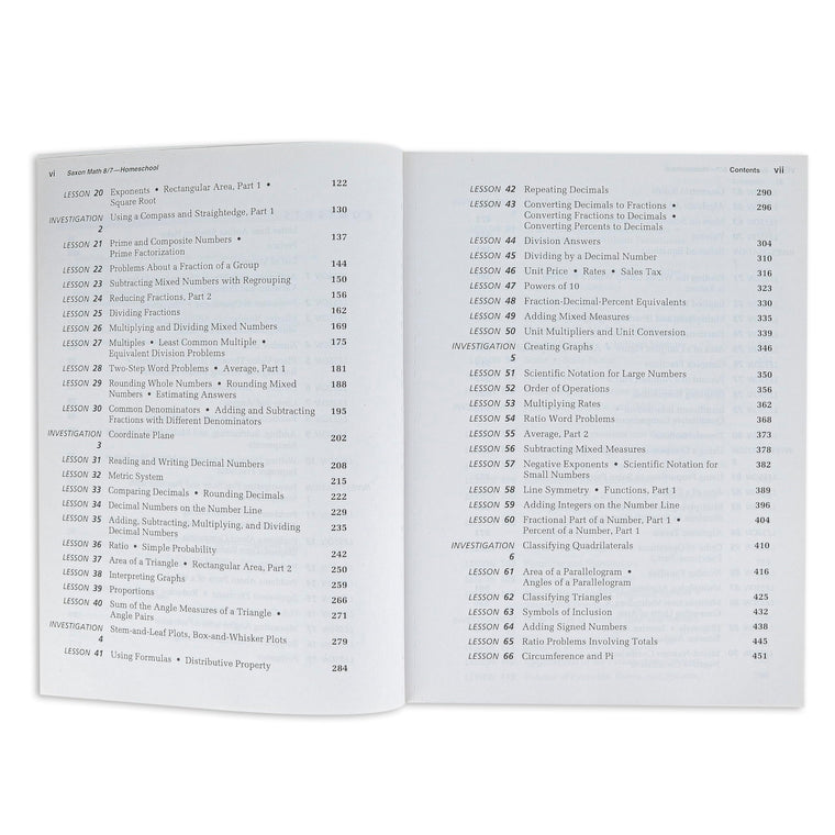 Saxon Math 8/7: Homeschool Student Text — back cover