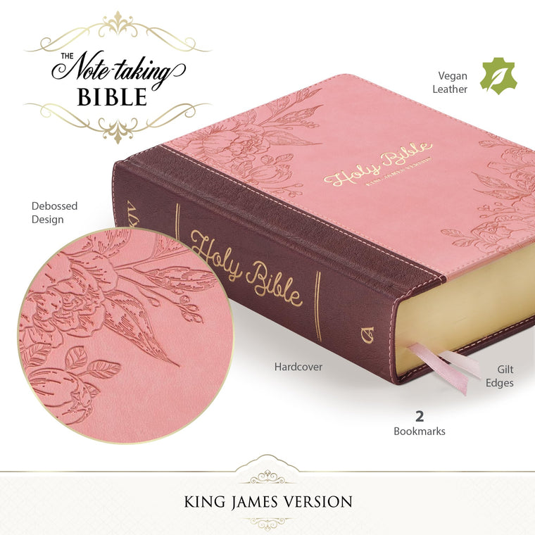 KJV Holy Bible, Note-taking Bible, Faux Leather Hardcover - King James Version, Brown/Pink (KJV Note-taking Editions) — back cover