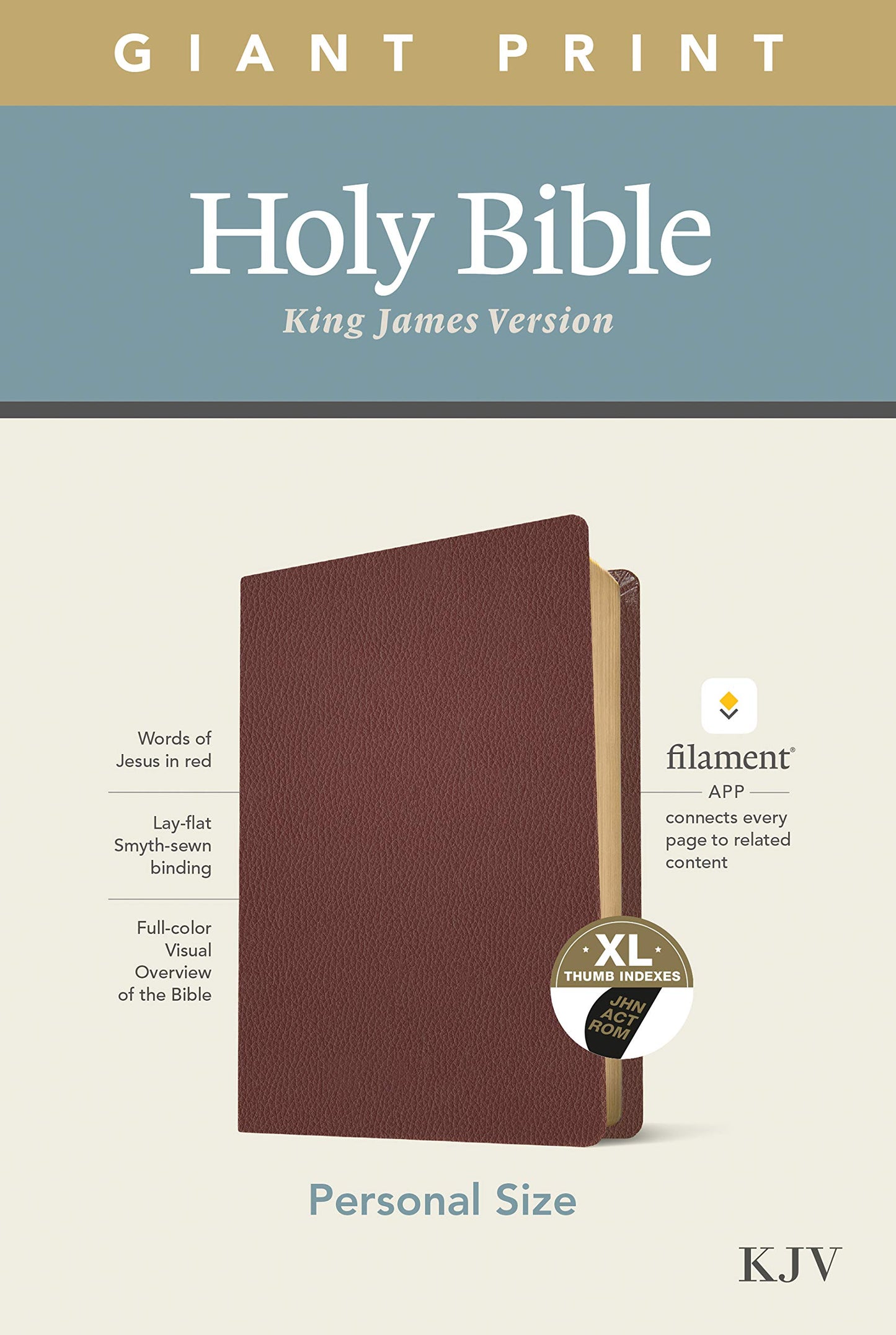 KJV Personal Size Giant Print Bible, Filament Enabled (Genuine Leather, Burgundy, Indexed, Red Letter): Includes Free Access to the Filament Bible App ... Notes, Devotionals, Worship Music, and Video