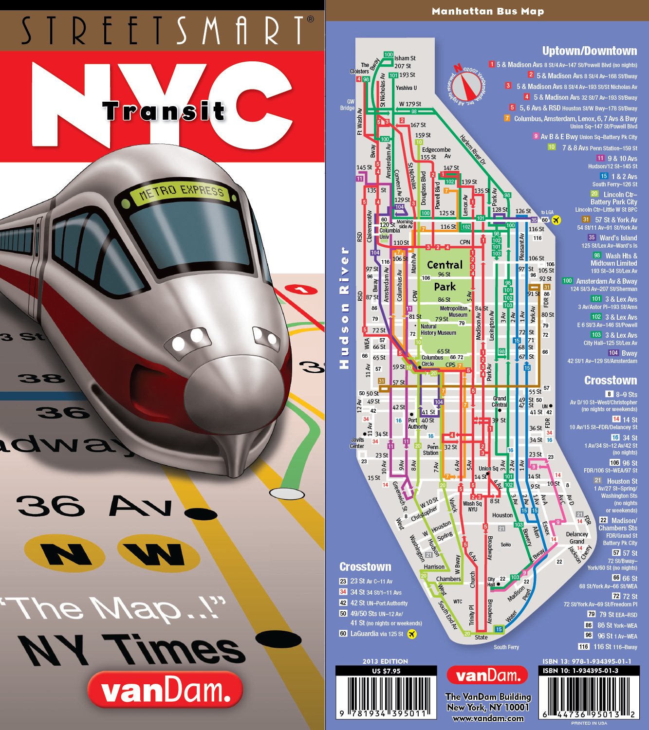 StreetSmart NYC Transit Map by VanDam-Laminated pocket size Transit map w/ subway, bus, ferry and train lines plus attractions in the Five Boros of ... Staten Island, 2024 Edition Map - Folded Map