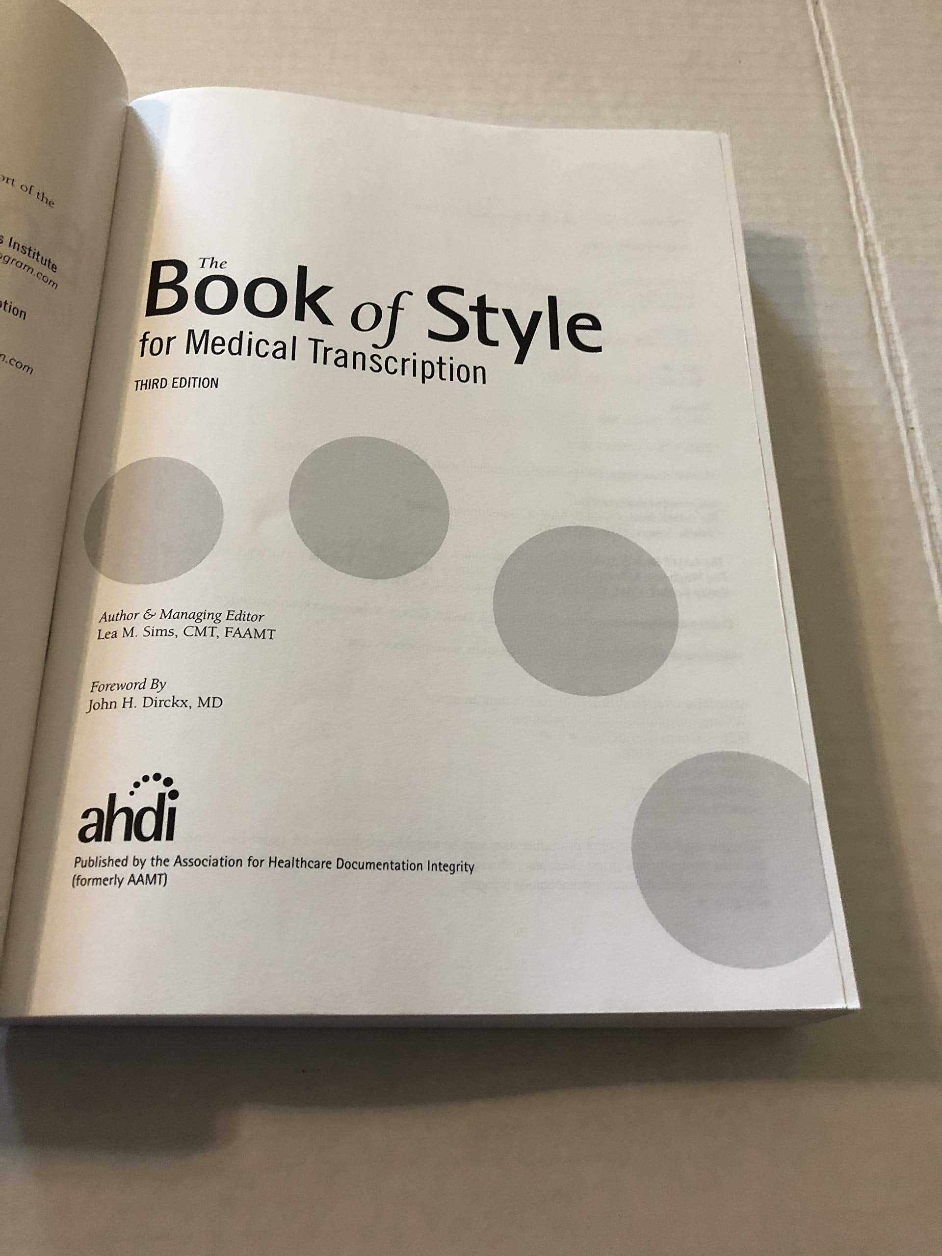 The Book of Style for Medical Transcription, 3rd Edition