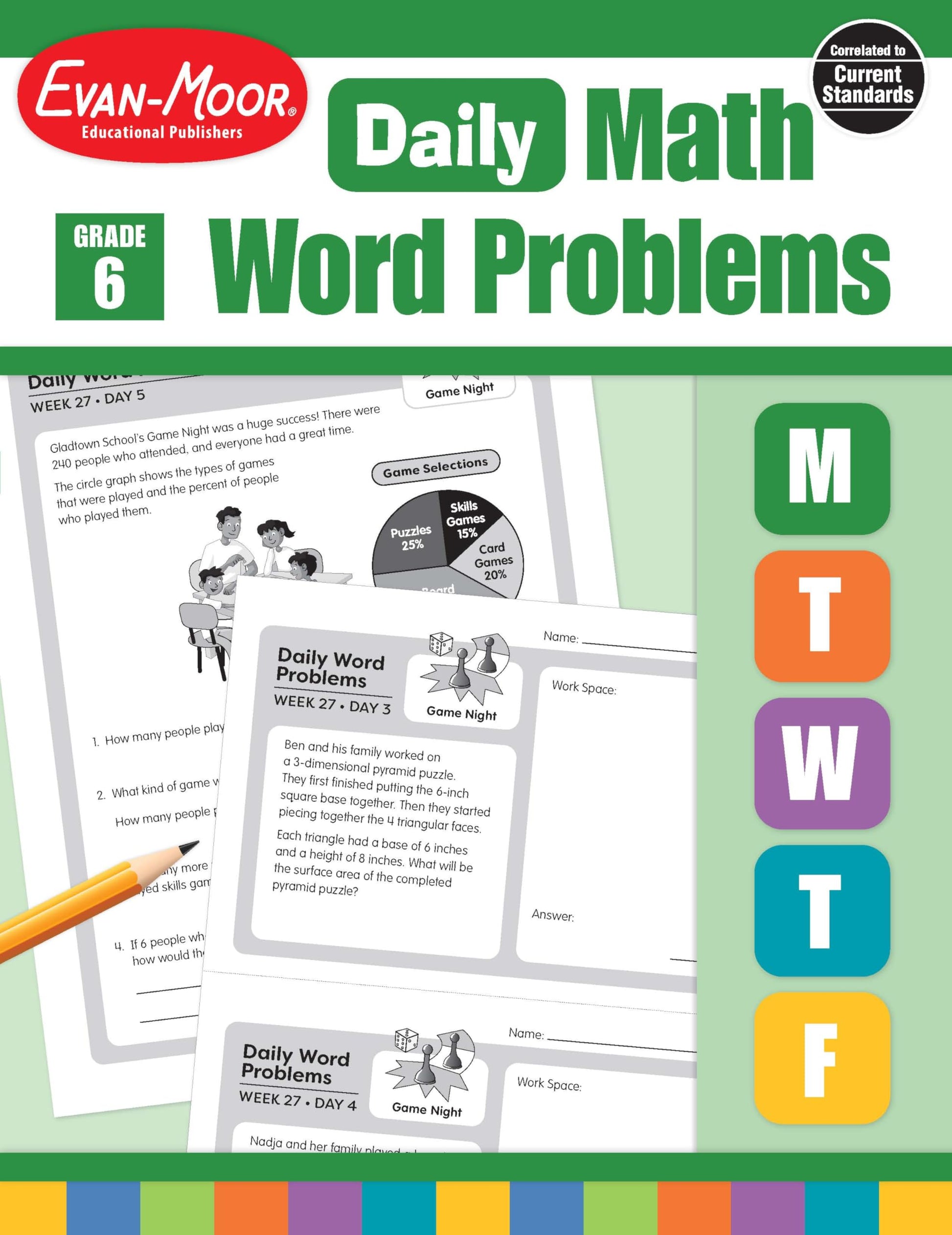 Evan-Moor Daily Word Problems, Grade 6, Homeschooling & Classroom Resource Workbook, Problem-Solving Real Life Math Skills, Reproducible Worksheet ... Graphs, Charts (Daily Word Problems Math)