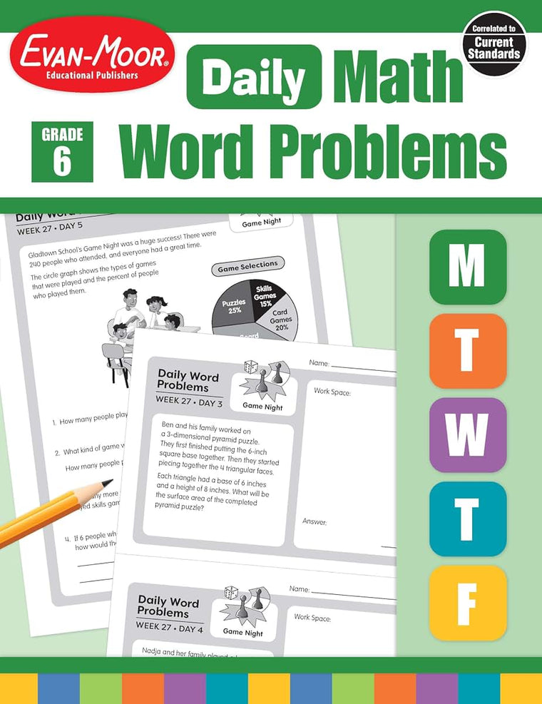 Evan-Moor Daily Word Problems, Grade 6, Homeschooling & Classroom Resource Workbook, Problem-Solving Real Life Math Skills, Reproducible Worksheet ... Graphs, Charts (Daily Word Problems Math)