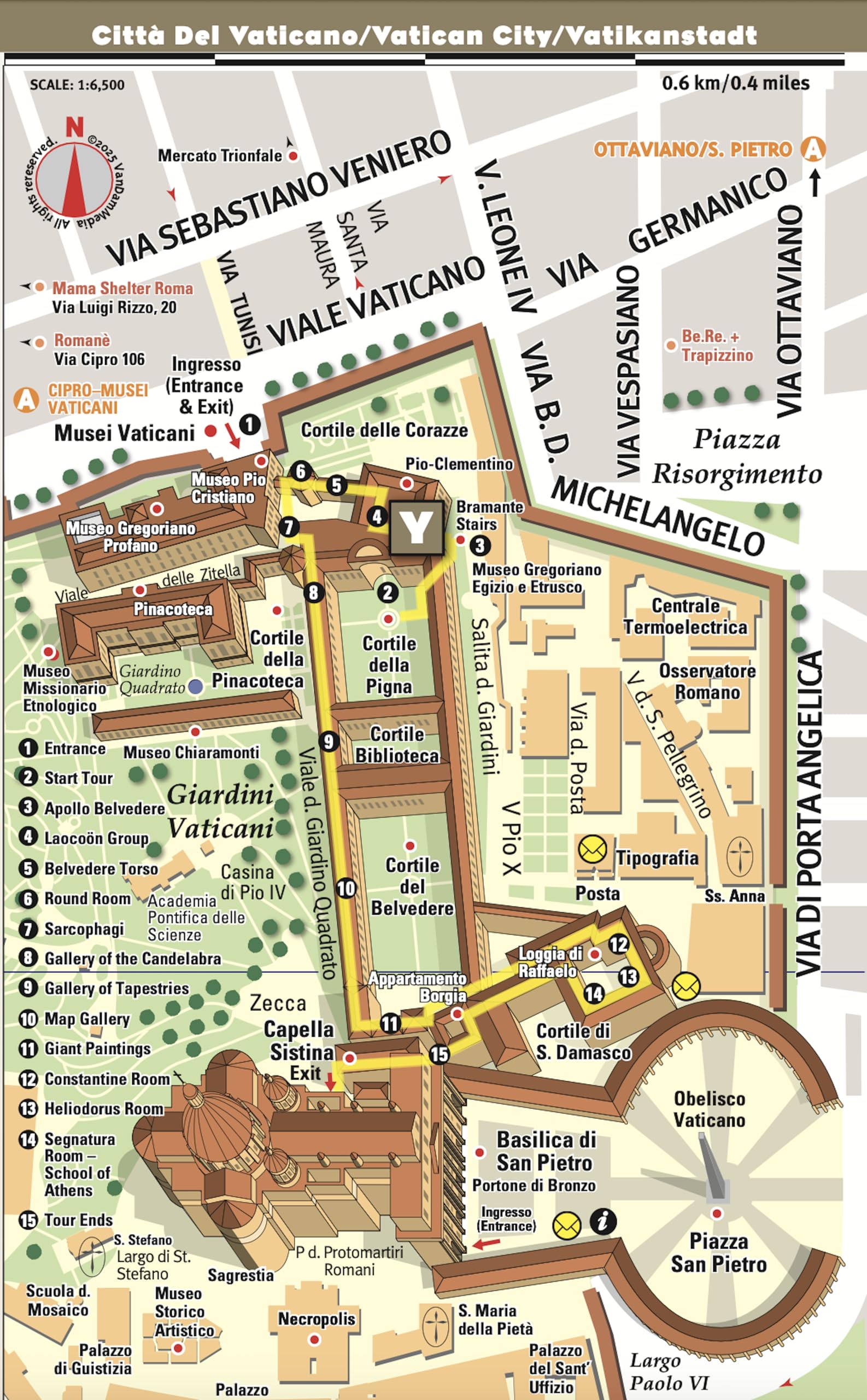 StreetSmart Rome Map by VanDam -- Laminated, pocket sized City Center folding street and subway map to Rome, Italy with all attractions, museums, ... ... (English, Italian and German Edition) 2026